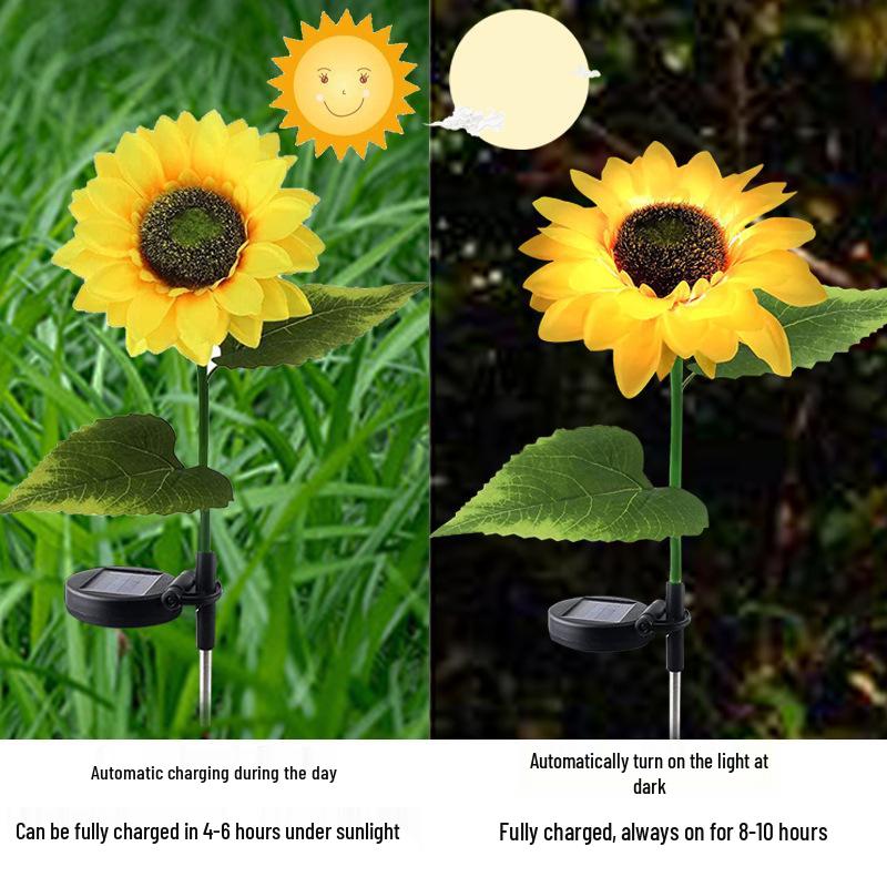 IP65 Waterproof Solar Sunflower Ground Stake Light for Outdoor Garden & Lawn.