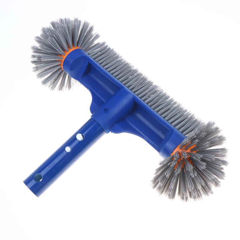 13" Heavy Duty Pool Brush Head High Strength Bristle Detachable Aluminum Handle for Tough Dirt Removal