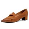 New Style Women's Pleated Slip on Mid Heel Office Ladies Shoe Chunky Heel Women Square Toe Shoes for Woman Zapatos Mujer