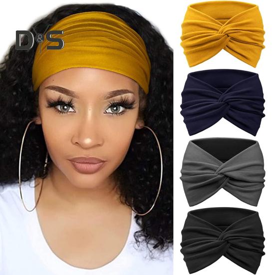 4 bucăți bentită elastică moale, cu design bun cu nod elastic, bandă de păr, culoare solidă, elastică, lavabilă, accesoriu de păr