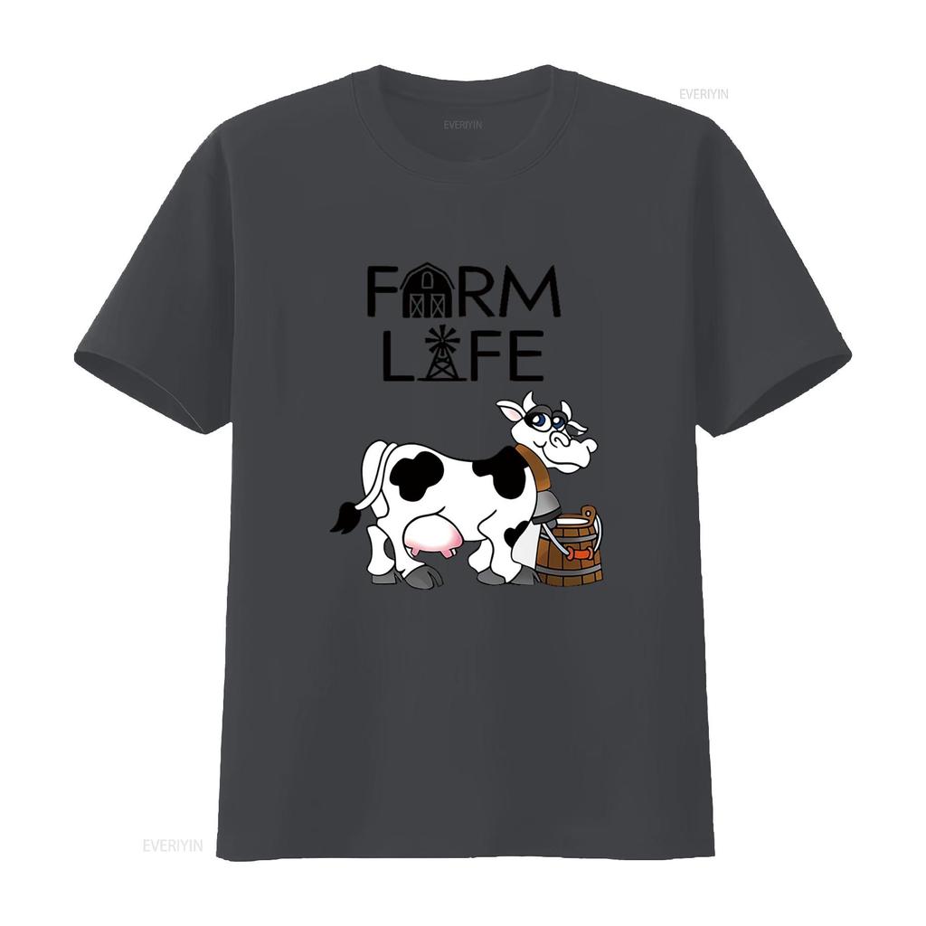 FARM LIFE Casual Womens T Shirt White vintage Washed homme graphic Stretched designer clothes streetwear Slightly Stylish