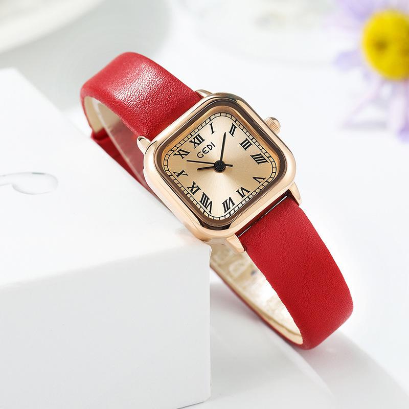 Retro Small Sugar Cube Watch Female Niche Simple And Versatile Mini Temperament Student Literary Women'S Watch