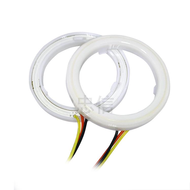 

COB Автомобильная фара: Двухцветные ангельские глазки Halo, совместимые с рулевым управлением, противотуманные фары для мотоциклов и дневные ходовые огни 60mm