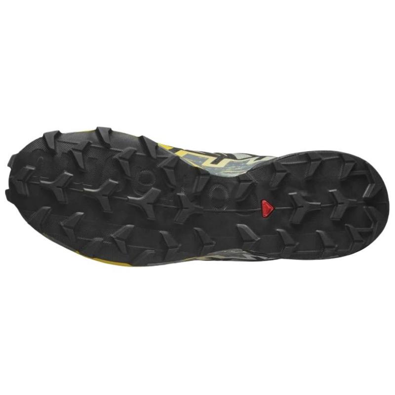 SALOMON Speedcross 6 Support Lightweight Running Shoes Men's Black Gray Yellow Sneakers 479805