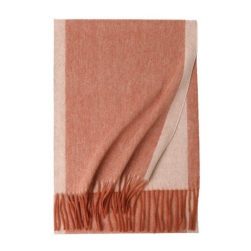 Cashmere color matching warm scarf plain tassel lengthened fashion trend men's and women's autumn and winter scarf