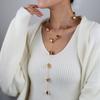 French Retro Geometric Imitation Pearl Long Sweater Chain Niche Temperament Irregular Necklace