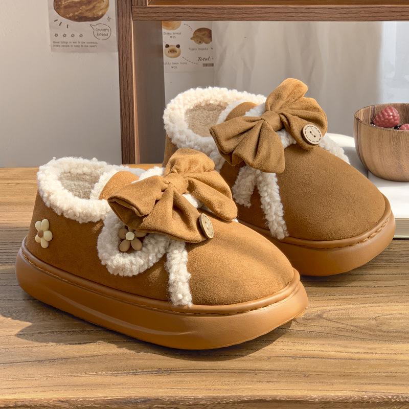 Cotton slipper bag heel 2025 new autumn and winter outer wear non-slip versatile Velcro home warm cotton shoes