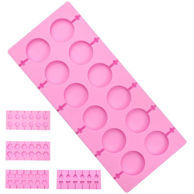 12 Hole Silicone Lollipop Molds Chocolate Candy Pop Fondant Mould Sugar Lolly Chocolate Cookie Candy Maker Party For Children