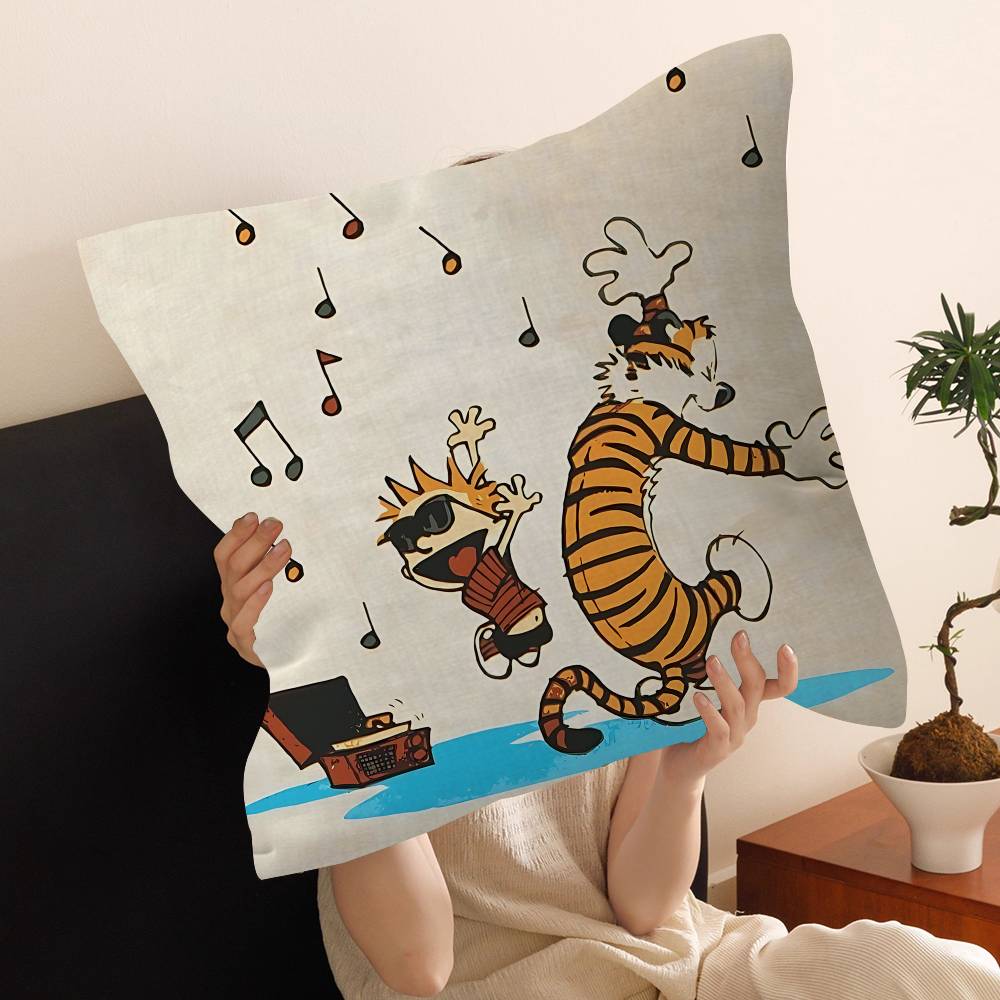 Anime Calvin And Hobbes Cushion Cover Inches Farmhouse Decor Home Throw Pillow Covers For Couch Decorations