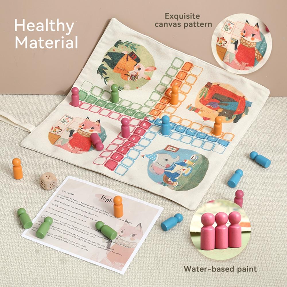 Kids Multifunctional Board Game Toy Flying Chess Board Game Canvas Table Mat Game Parent-Child Puzzle Educational Puzzle Toy