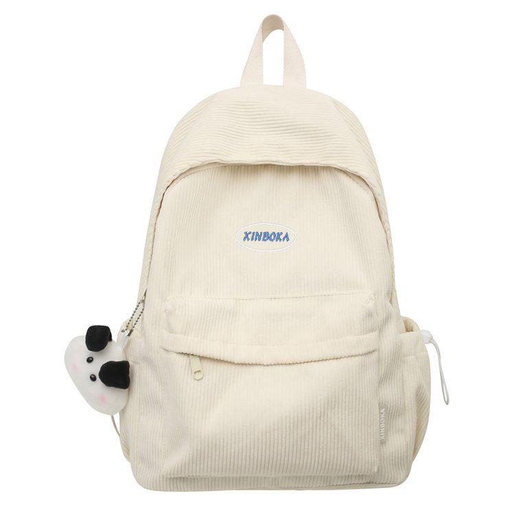 Minimalist Corduroy Backpack - Cute Japanese & Korean Style for Girls