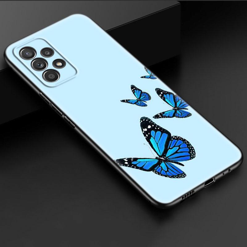 Cartoon Blauer Schmetterling Handyhülle für iPhone Samsung Galaxy Redmi Xiaomi Oppo OnePlus Note SA 7 8 9 10 11 12 13 14 20 21 22 23 53 54 Pro Max Ultra