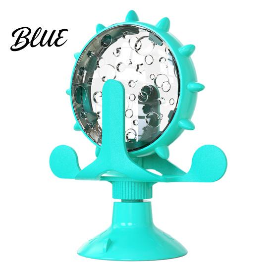 Cat Treat Toy Windmill Dispenser Interactive Rotating Food Dispenser Toy синий