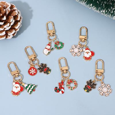 Cartoon Christmas Series Keychain Alloy Drip Oil Decorative Chain Atmosphere Bag Pendant Hanging Decoration