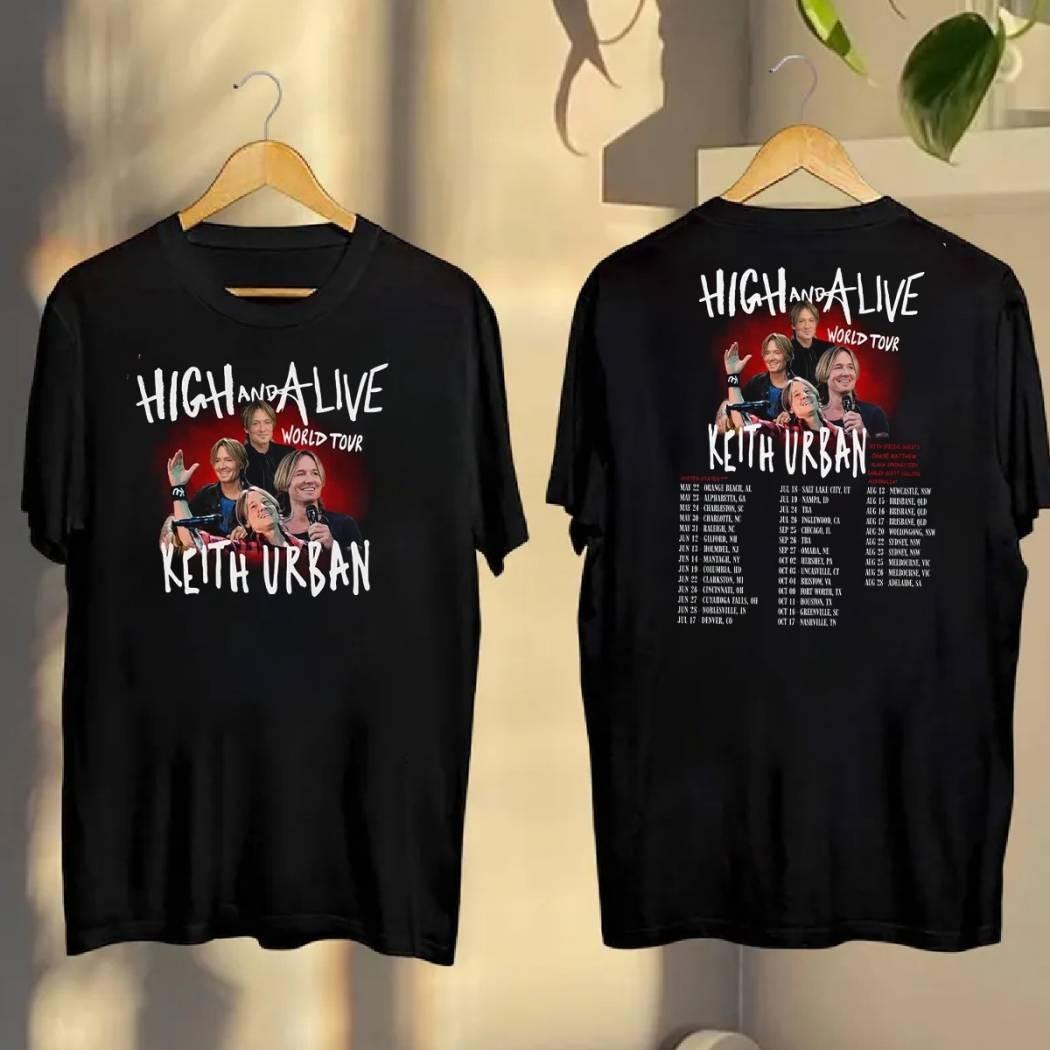 Keith Urban High And Alive Tour 2026 T-shirt Gift For Fan Keith Urban XL