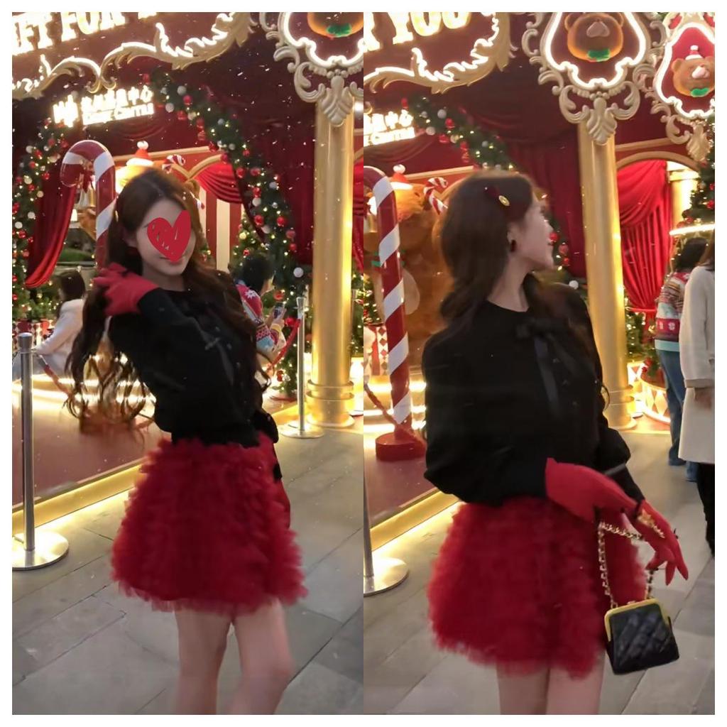 Korean Princess Rich Girl Style High Waist A-line Fluffy Mesh Skirt - Multi-layer Short Cake Skirt for Women