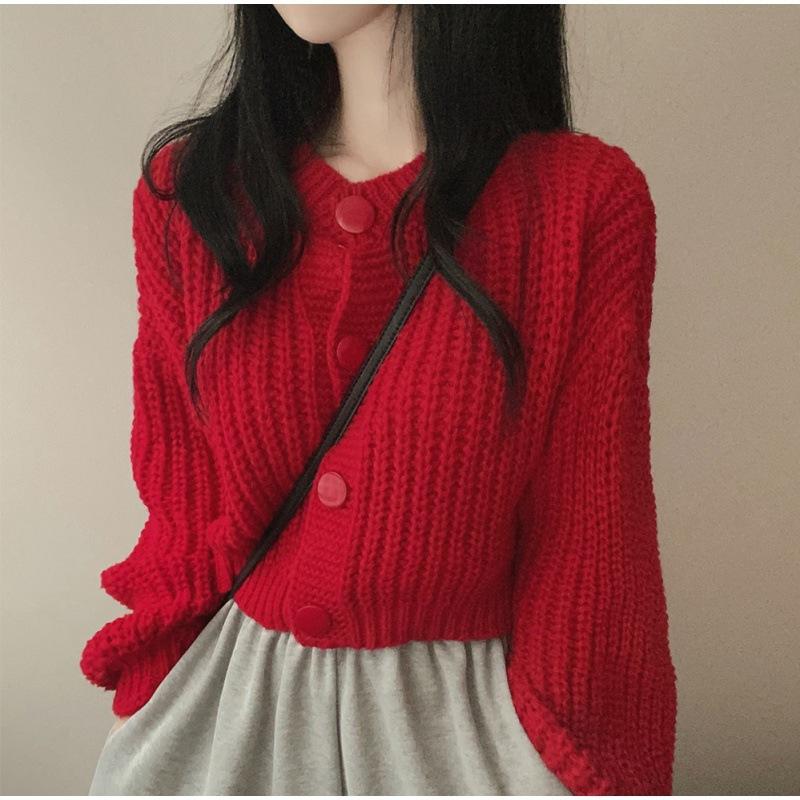 WTEMPO Women's Knitted Sweater Women's Simple Style Solid Color Pullover Knitted Sweater