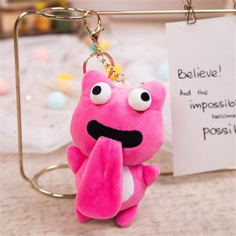 Hübsche Plüsch-Schlüsselanhänger Große Augen Froschpuppe Zunge Herausstreckender Frosch Magnetische Anziehungskraft Spielzeug Schlüsselanhänger Anhänger Partygeschenke