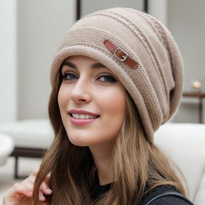 Autumn and Winter Hats Women's Fashion Loose Fleece Warm Knitted Wool Hat