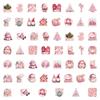 Christmas Stickers Transparent Plastic PET Pink Santa Claus Holiday 54PCS Cute Stationery Pen Holder Children's Decor Stickers