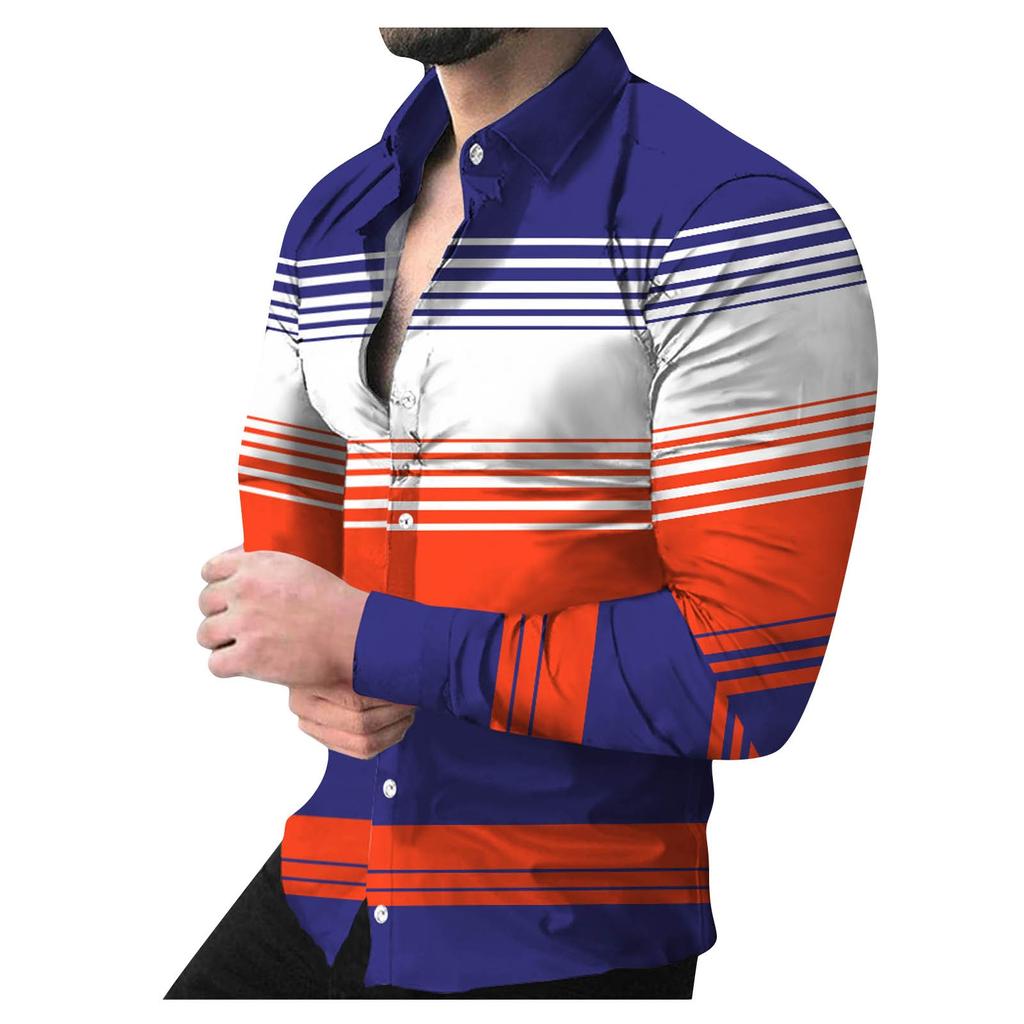 Men's Printed Long Sleeve Shirts Casual Loose Printed Long Sleeve Shirts