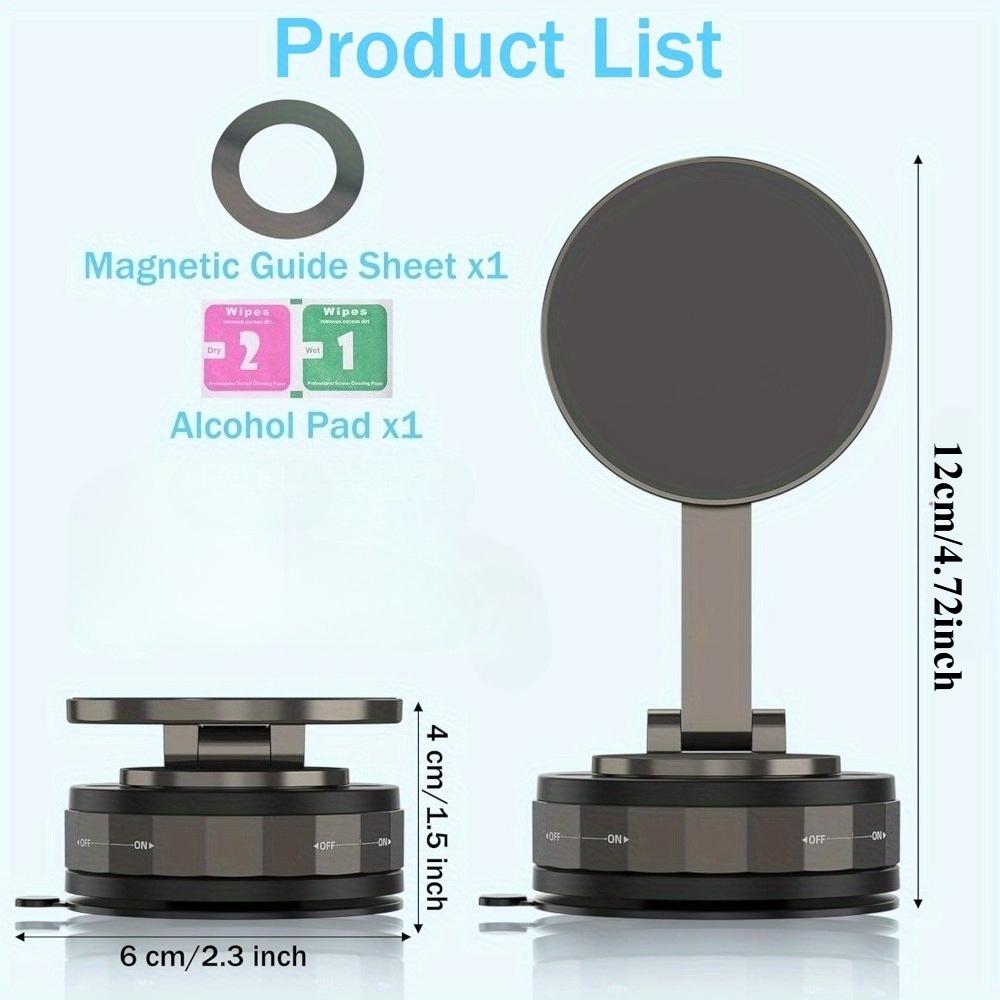 Magnetic Phone Holder, Upgraded Aluminum Alloy, 360° Rotatable & Foldable Design with Vacuum Suction Cup