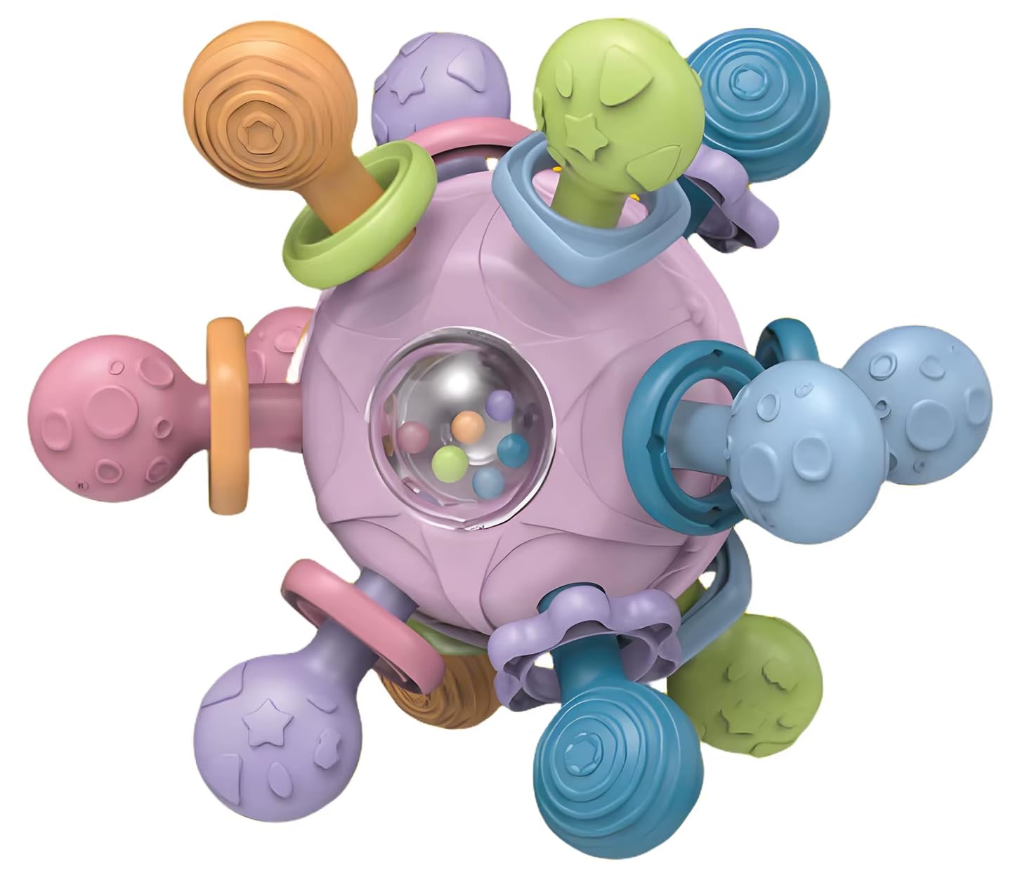 

Монтессори Мягкий резиновый Милый красочный Прорезыватель-шарик Активность Сенсорная игрушка (Милый фиолетовый)