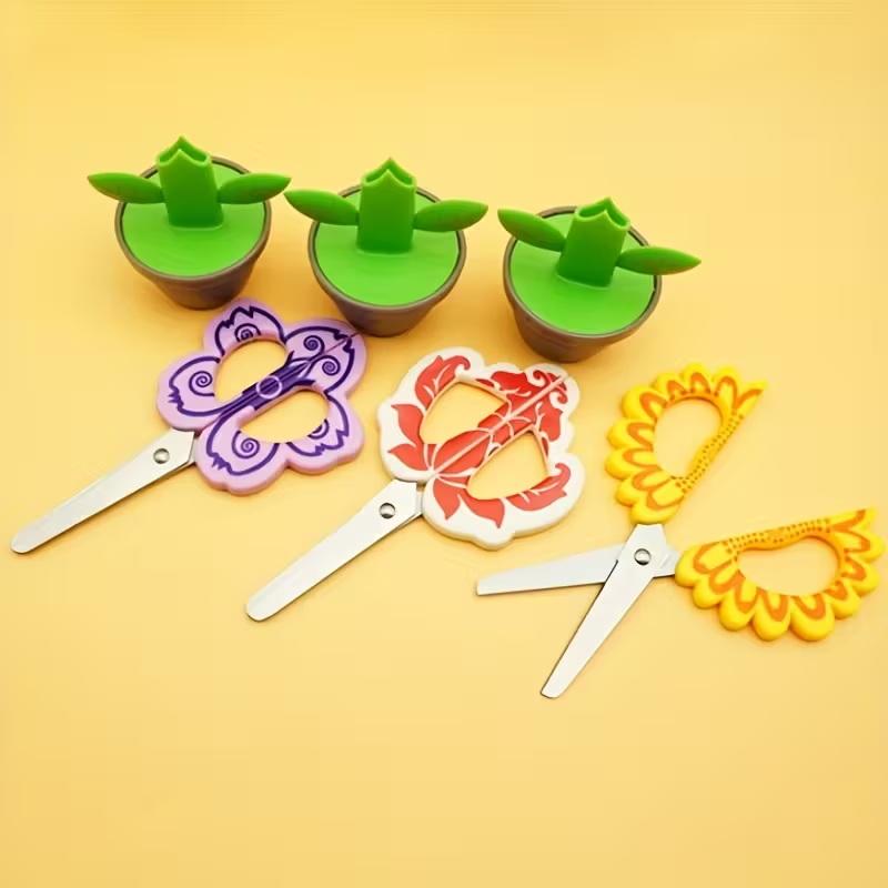 Roztomilé bezpečnostní nůžky ve tvaru květu, vyrobené z ABS pryskyřice, vhodné pro kancelářské a školní potřeby, dekorace na stůl.