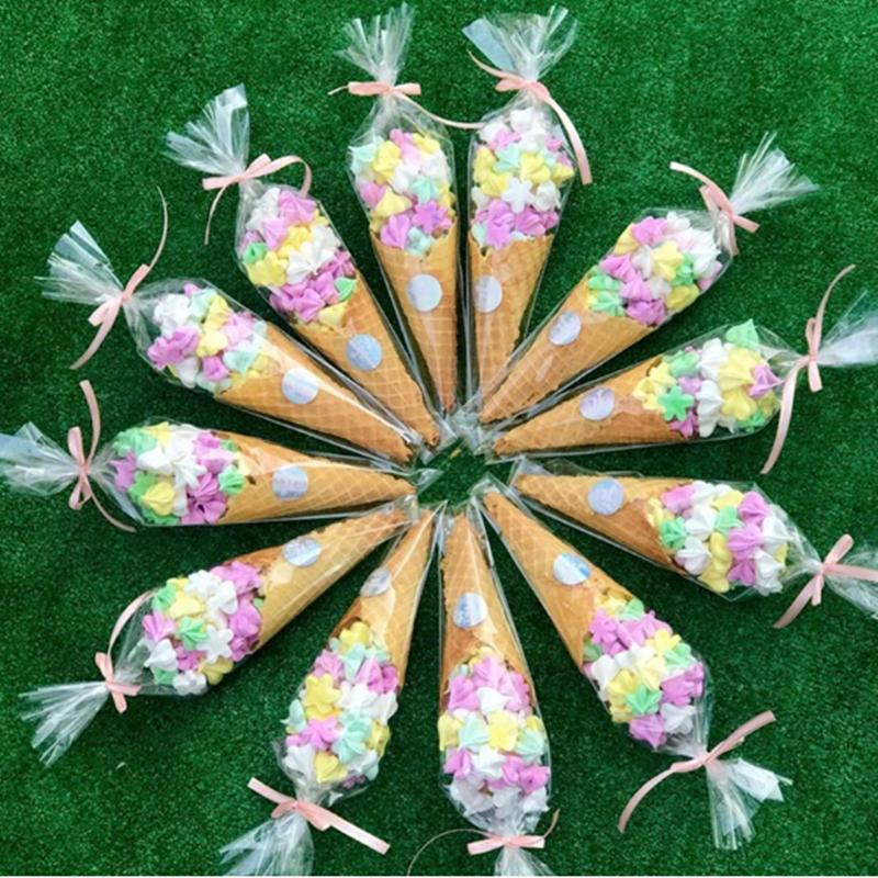 100 Stück OPP Transparente Dreieckstüte Klare Plastiktüte Kegelform Zellophantüten Transparente Süßigkeitentüte Süßigkeiten-Plastiktüte