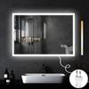 Bathroom Mirror - NETTLIFE - 100x60 Cm - LED Lighting - Shatterproof Glass - Scandinavian Style