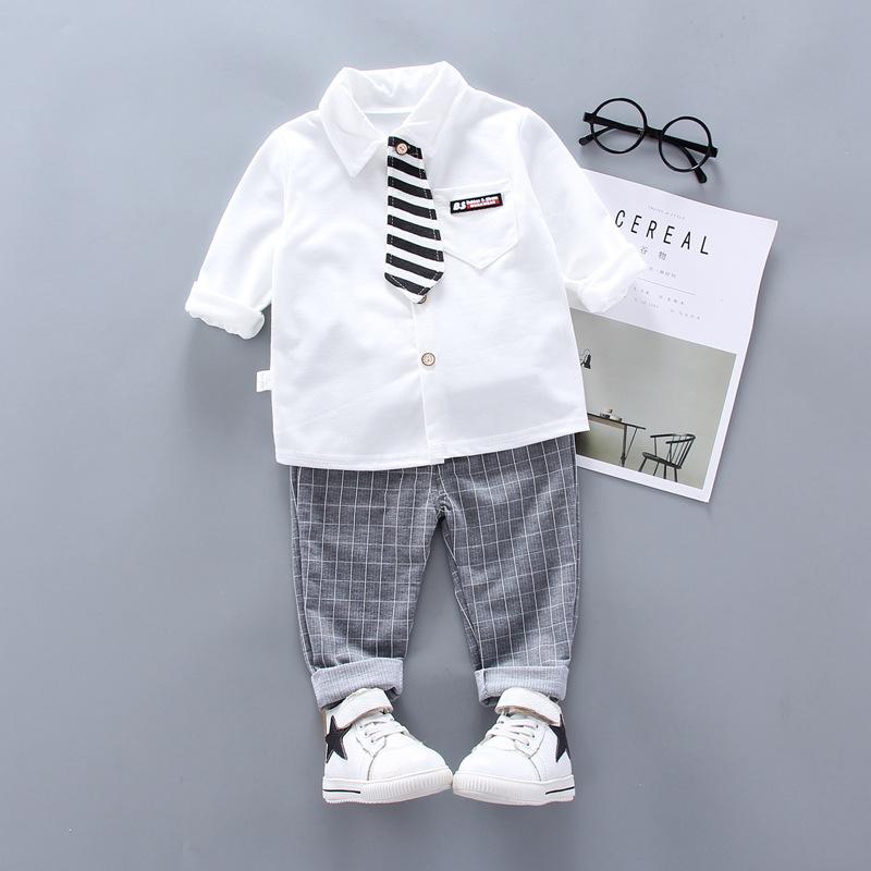 Herfst/Winter Comfortabele Sportieve Casual 2-delige Set voor En Jonge Kinderen, Stijlvol Shirt en Dress Pants Nieuwe 2-delige Set voor Jongens en Jonge Kinderen
