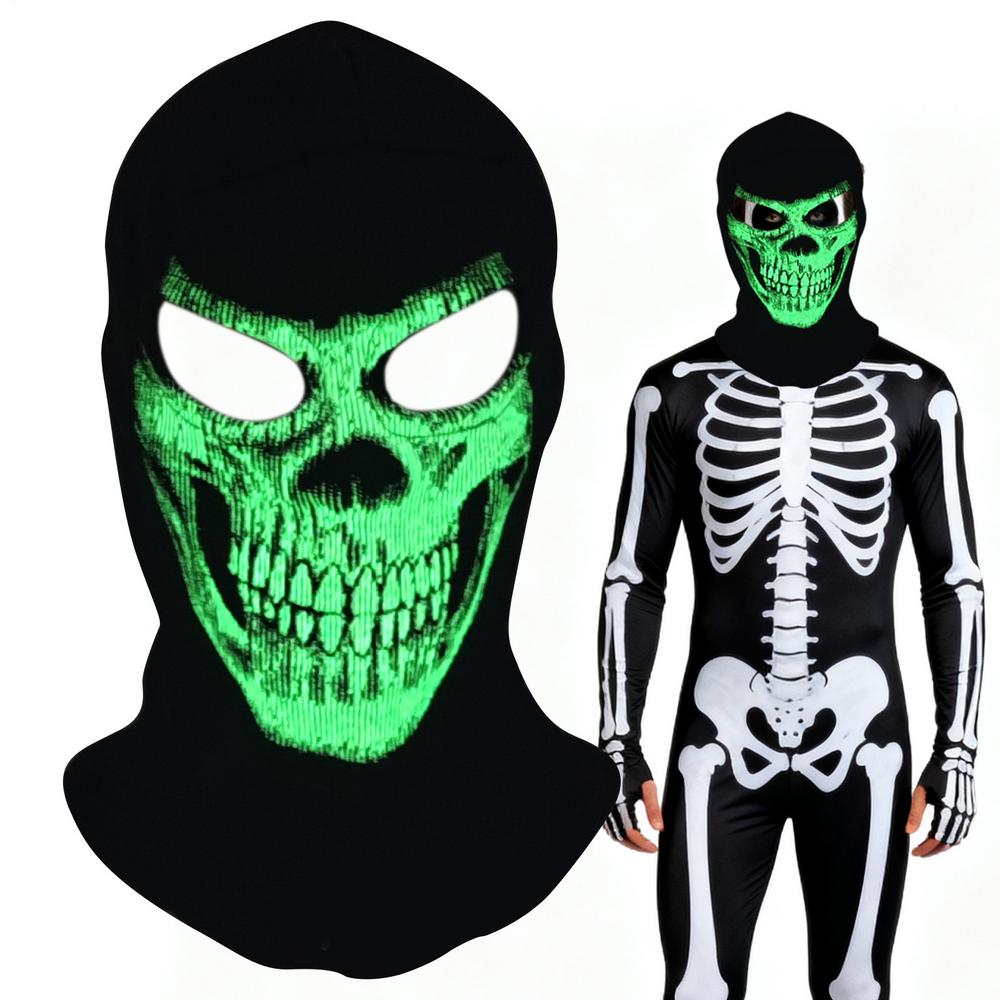 Ветрозащитные маски для лица для лыжников, капюшон в виде черепа на Хэллоуин, светящаяся пыль, защита от солнца, полный головной убор для бегунов, велосипедистов, женщин и косплея.