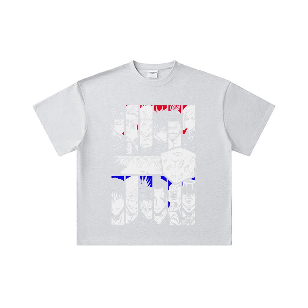 260 GSM Double Yarn 32 Count 100% Cotton Jujutsu Kaisen V39 Print Unisex Heavy Cotton T Shirt