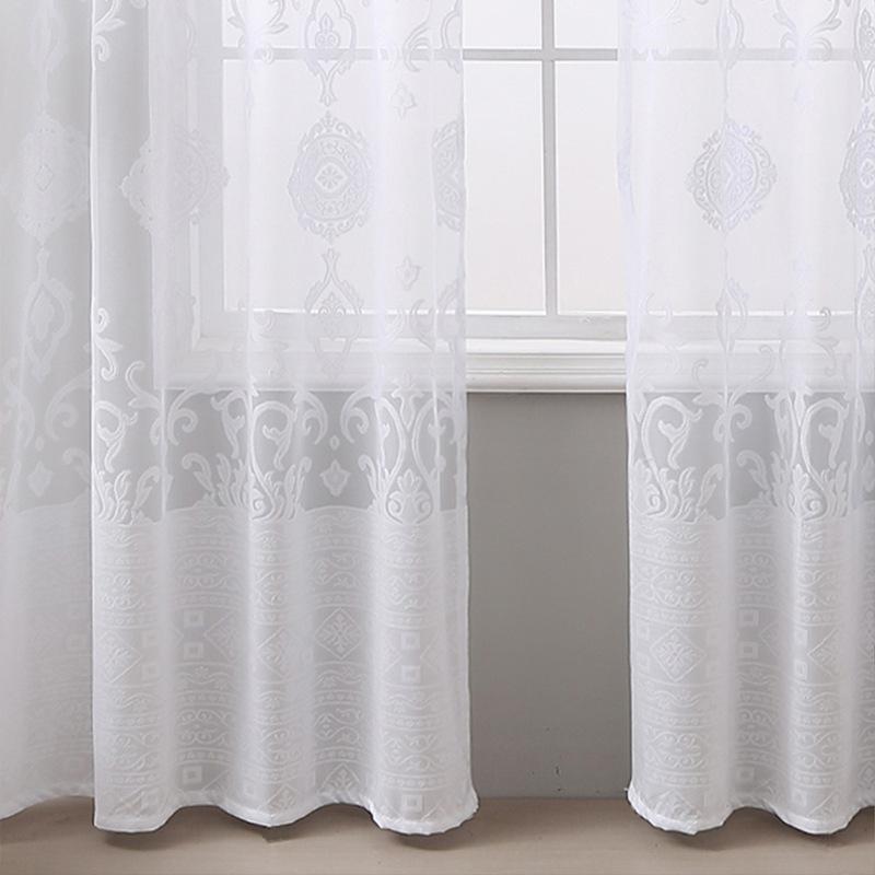Semplice tenda per finestra in pizzo con fiori di rame, leggera e di lusso, in fibra di poliestere, adatta per soggiorno, camera da letto, sala da pranzo, cucina