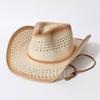 Hot Hollow Out Western Cowboy Summer Outdoor Sun Breathable Straw European and American Top Hat