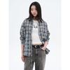 Vintage Check Oversized Long Sleeve Shirt Blue