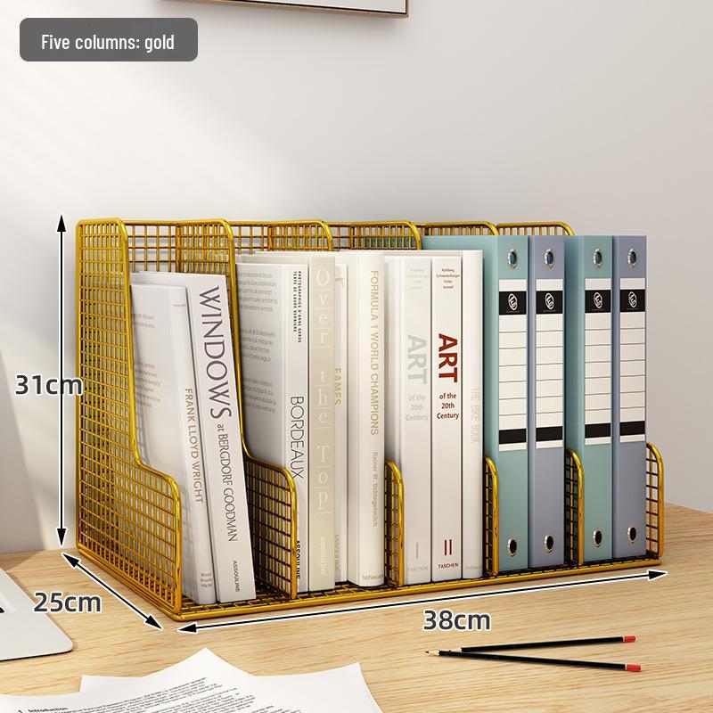 Large Metal Desk Organizer File Holder and Bookshelf