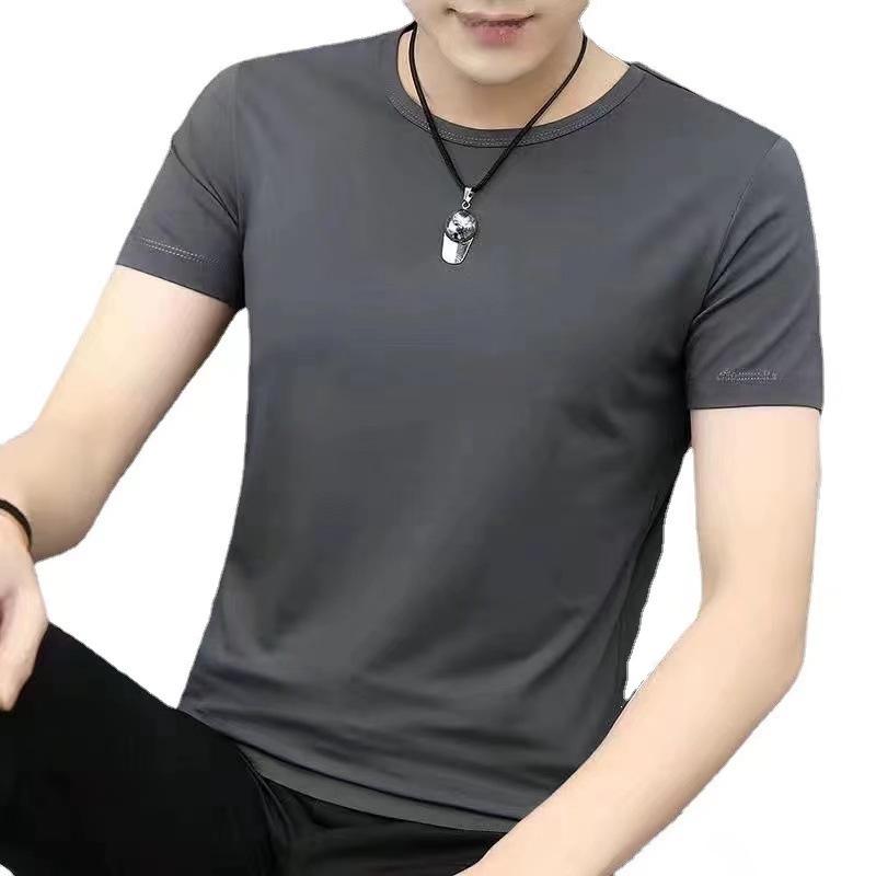 Men's Short-Sleeve Solid T-Shirt - Pure Black or White, Simple Summer Top