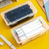 Non-Toxic 2Pcs Large Capacity Transparent Plastic Pencil Boxes Portable Tension Mount Storage Organizer For Oil Pastels Crayons