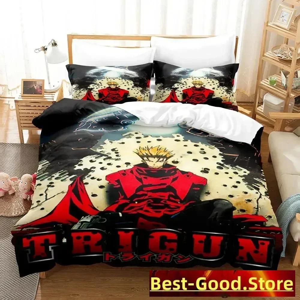 TRIGUN STAMPEDE Bedding Set Single Twin Full Queen King Size Bed Set Aldult Kid Bedroom Duvetcover Sets Anime parure de lit Bed