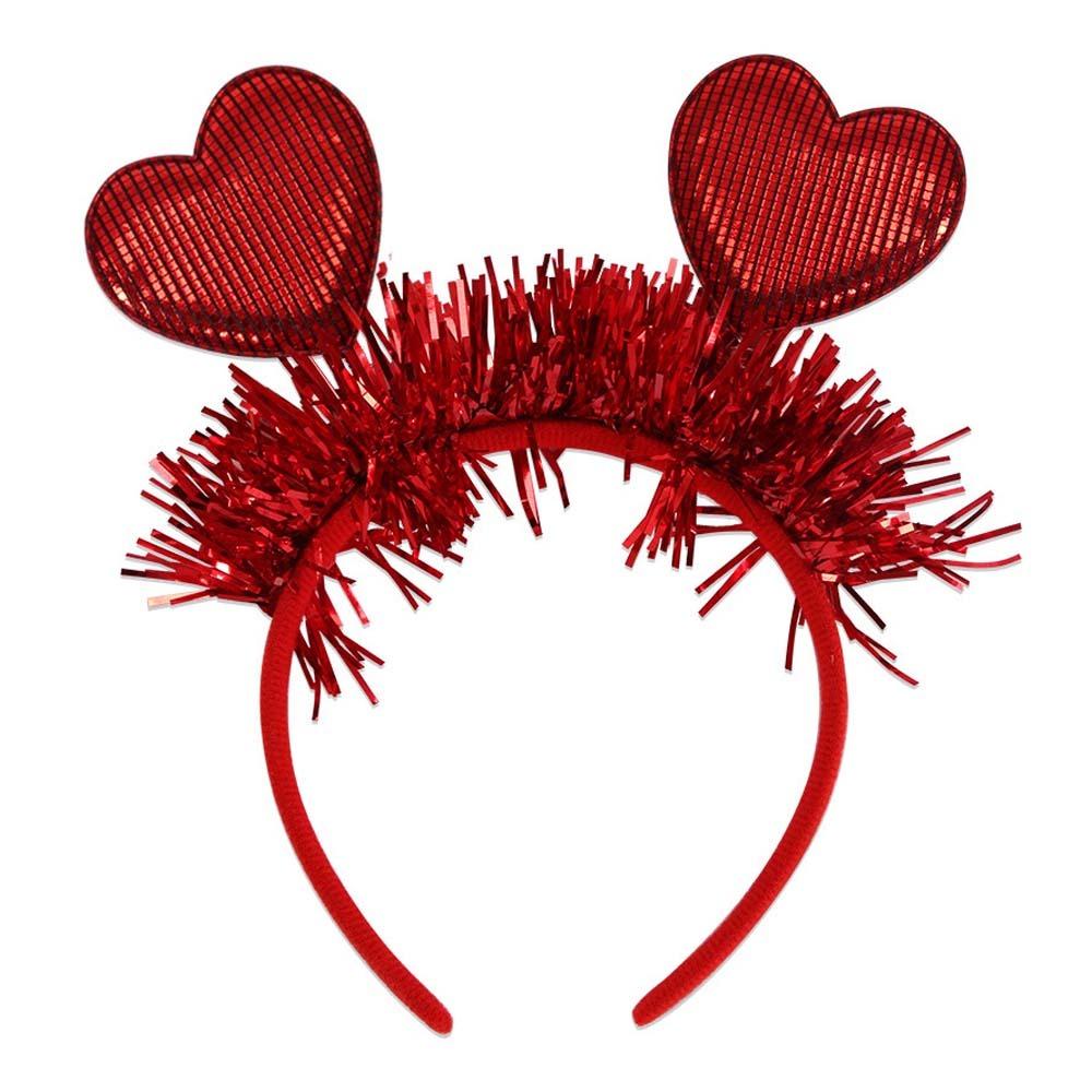Plastic Valentine's Day Hair Hoop Sequins Shining Heart Hairband Red Heart Headband  Women