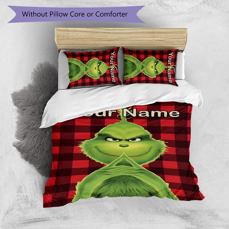 3pcs Crunch Christmas2 Cover Set - Personalized Name, HD Printed Bedding with 1 Cover and 2 Pillowcases - Perfect for Home Decor, Easy Care