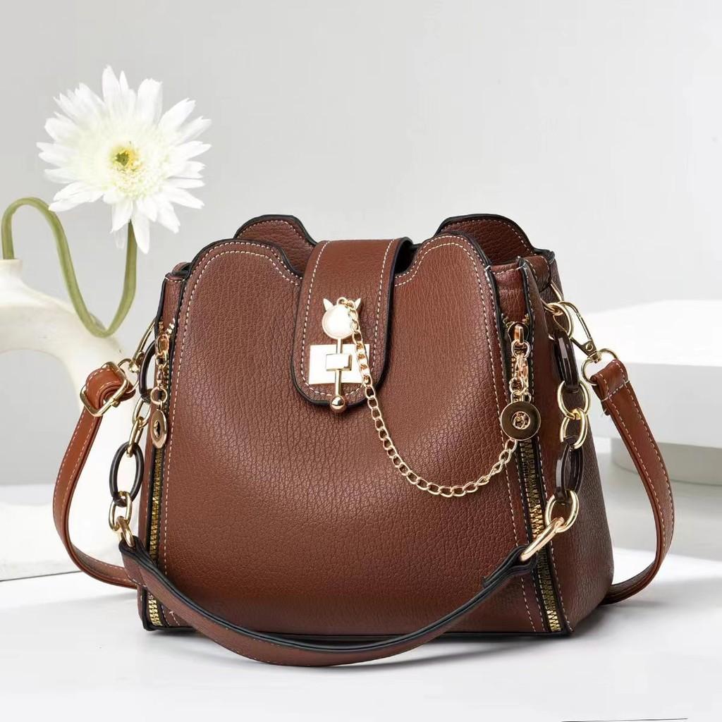 Elegant High-end Women's Pu Leather Bucket Bag Stylish Shoulder Crossbody Handbag In Versatile Colors For Daily Use