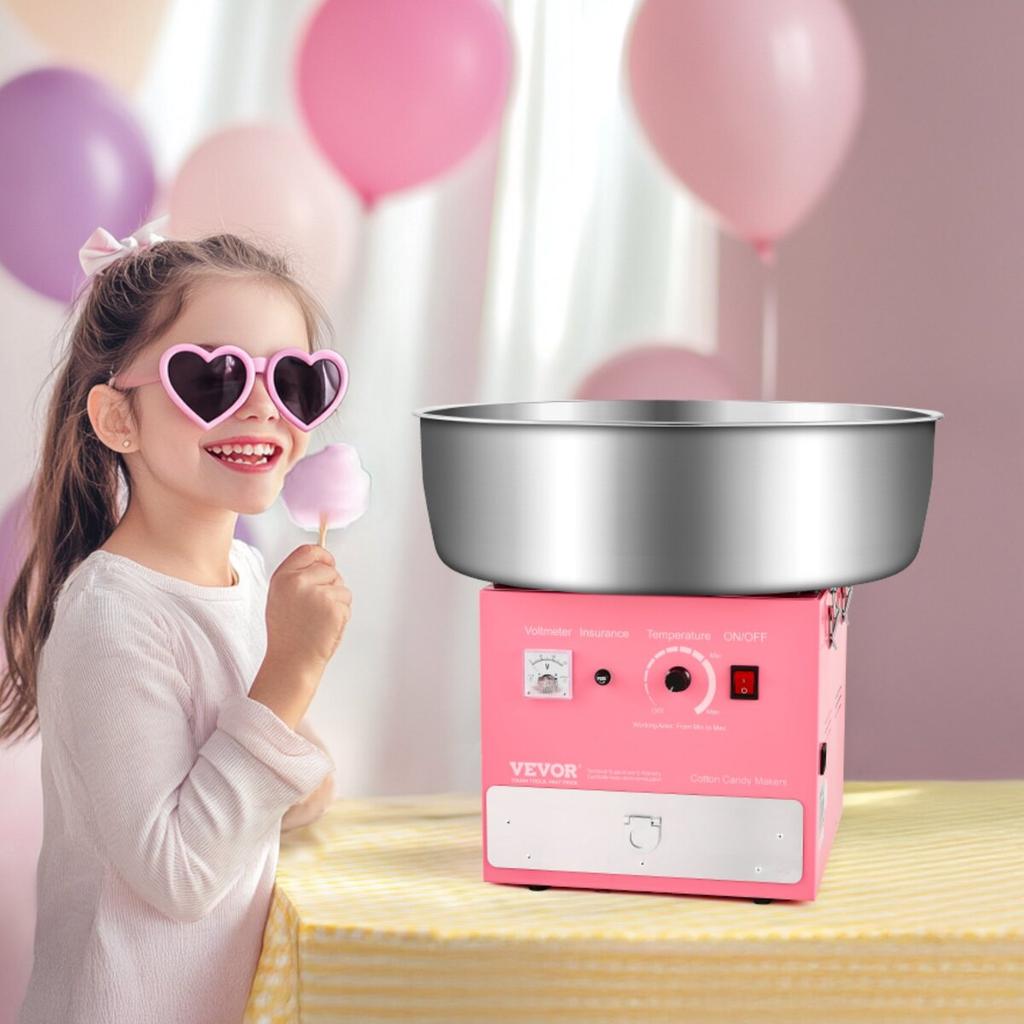 Commercial Cotton Candy Machine Sugar Floss Maker 1000W for Party Pink