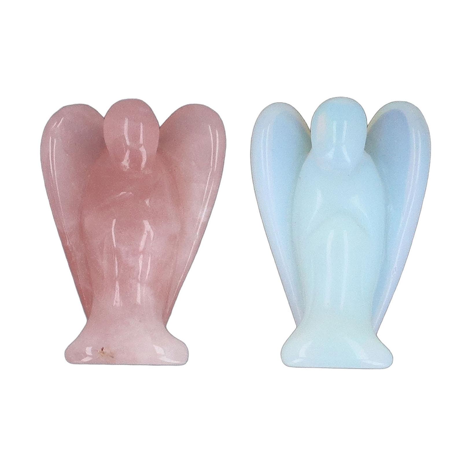 

2 шт. Хрустальный ангел высотой 2 дюйма из опалита и розового кварца карманная статуэтка ангела-хранителя