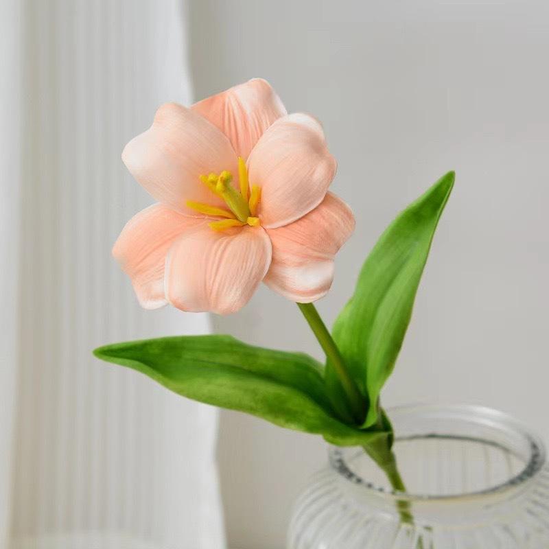 1pcs Mini White Tulip Artificial Flowers, Wedding Home Decor, Realistic Fake Tulips Gifts Birthday Graduation