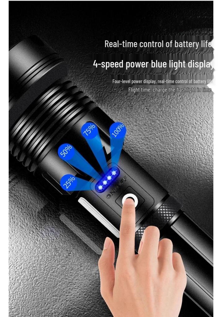 XHP90 Explosion-Proof Rechargeable LED Flashlight: Super Bright, Waterproof, Telescopic Zoom, Aluminum Alloy, Handheld Light for Outdoor Use.