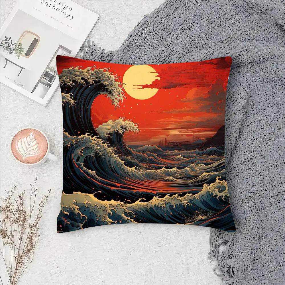 Retro Wave Sunset Pillow Case Fashion Square Pillowcase Bedroom Sofa Room Ins Decoration Leisure