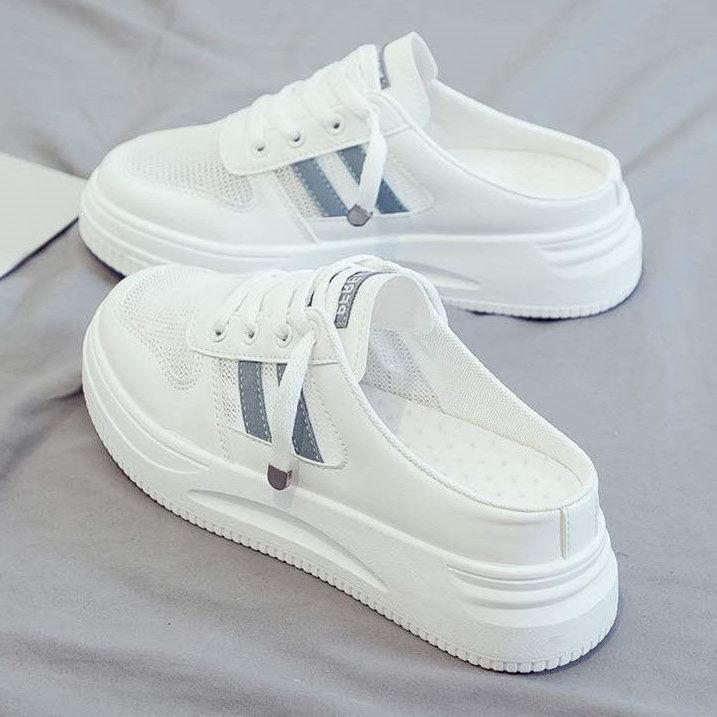 

Little white women s shoes new summer thick-soled outer wear without heel fashion lazy tide sandals bag head half slippers 35 синій