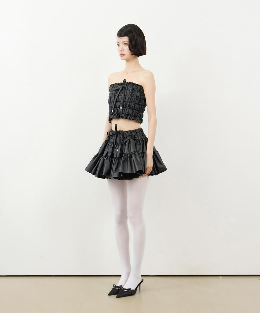 Leobyui Cabbage Tiered Skirt Black